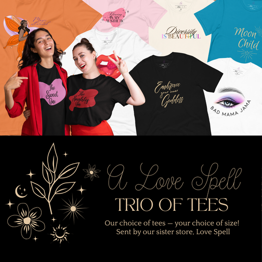 A Love Spell Trio of Mystery Tees